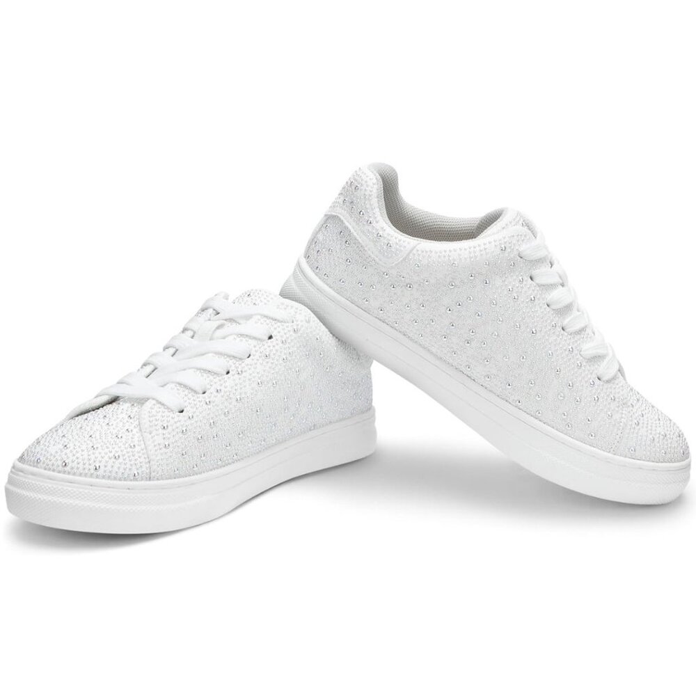 PARTY Women's Glitter Fashion Star Sneakers Low Top Platform Lace Up - Size 8